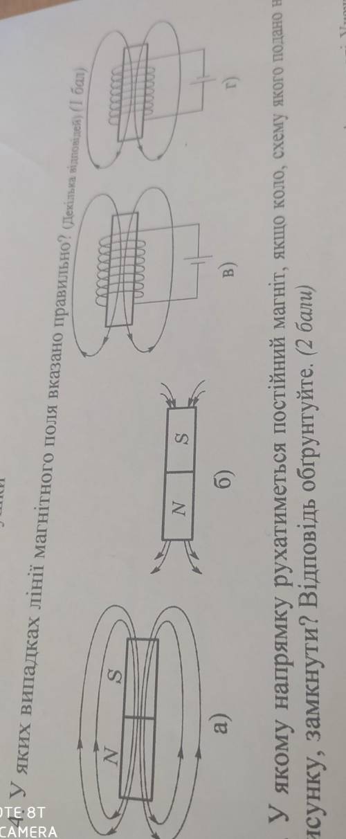 У яких випадках лінії линии магнітного поля вказано правильно ​