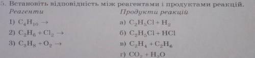 Встановить видповиднисть миж реагентами и продуктами реакций​