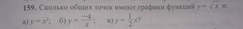 Сколько общих точек имеют графики функций у=​√х и:а) y=x^2нужен только (а)​