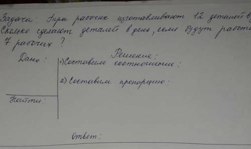 Три робочих изготовиливают 12 деталей в день.Сколько сделают деталей в день,если будут работать 7 ра