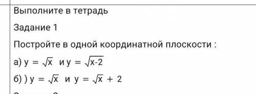 А) y=Vx и y= Vx-2Б)y=Vx и y= Vx+2