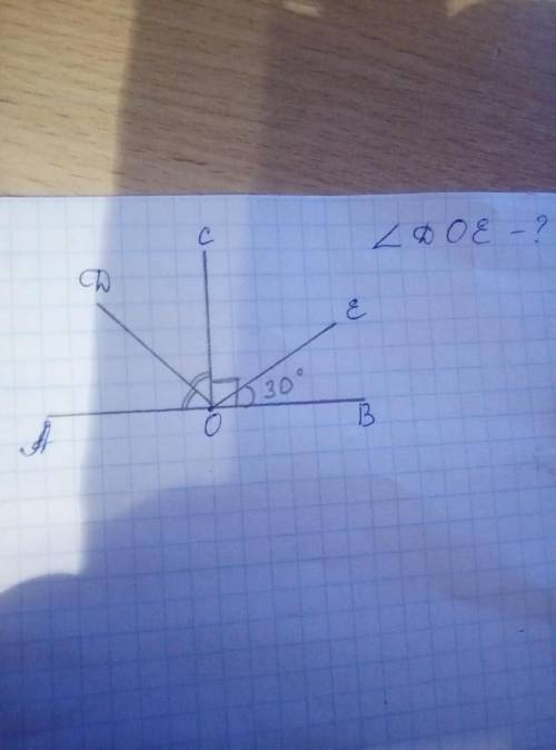 Найти угол DOE. Рисунок присоединён ниже