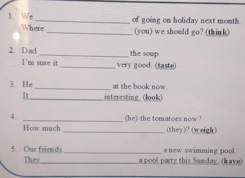 Complete the sentences with the verbs in brackets. Use the Present Simple or the Present Continuous.