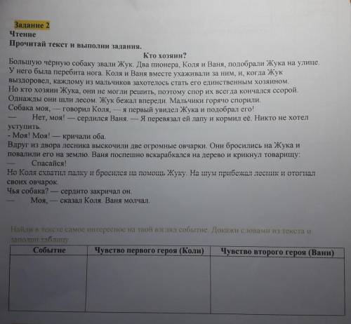 Найди в тексте самое интересное на твой взгляд события. Докажи словами из текста и заполни таблицу ​