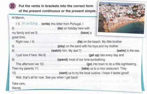 Put the verbs in brackets into the correct form of the present continuous or the present simple.​