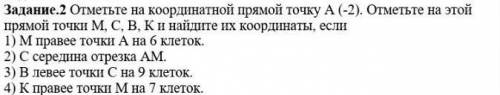 Отметьте на координатной прямой точку А (-2). Отметьте на этой прямой точки М, С, В, К и найдите их