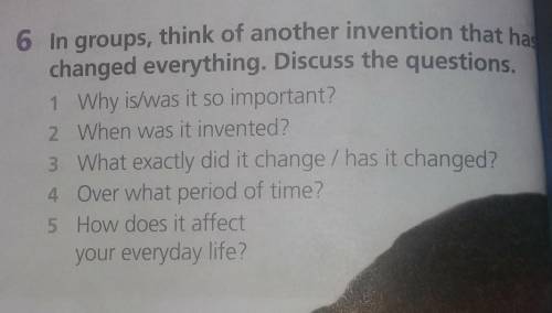 In groups,think of another invention that has changed everything.Discuss the question​