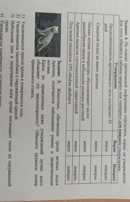 Задание 4. На основе прочитанной информации определите, верны ли утверждения. Для этого обведите в т