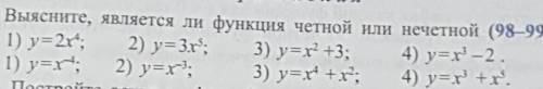 Выяснить, является ли функция чётной или нечётной (98-99)​