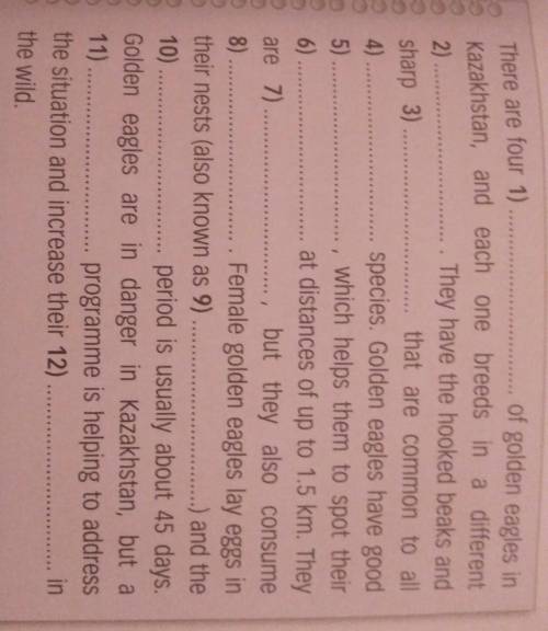 A 11. 5. 2) Complete the summary. Use: eyesight, carrion, subspecies, prey, breeding, raptor, eyries