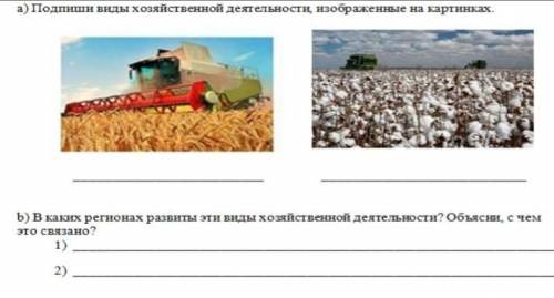 а) Подпиши виды хозяйственной деятельности, изображенные на картинках. Б) В каких регионах развиты э