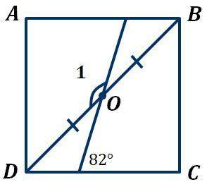 На рисунке ABCD - квадрат, BO = OD. Найдите ∠1.