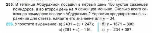 Номер 255 и 256 пятый класс