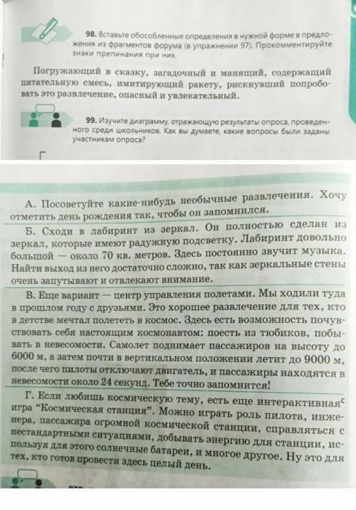 Вставьте обособленные определения в нужной форме в предложения из фрагментов форума (№97)в течении 1