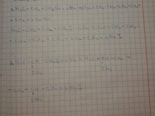 Укажите названия продуктов которые были получены в результате реакции пропилйодида и изобутилйодида