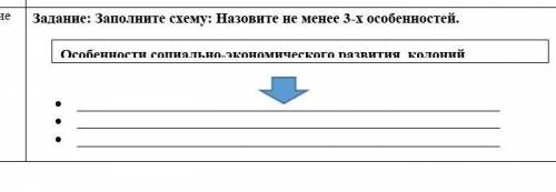 Заполните схемуиназовите не менее 3х особенностей социального развития колоний​