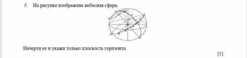 На рисунке изображена небесная сфера начертите её и укажи только плоскость горизонта