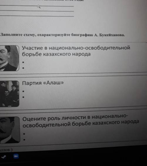 Заполни схему, охарактеризуйте биографию А.Букейханова