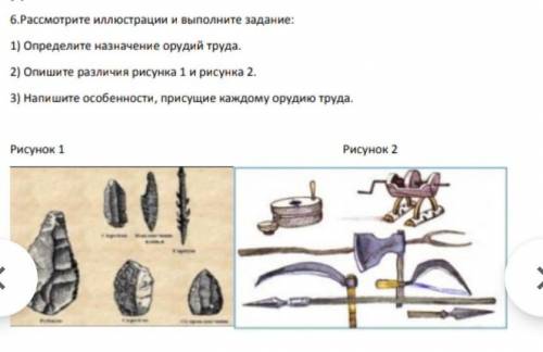 Рассмотри иллюстрации выполненные задания. Определи назначения орудий труда и тд​