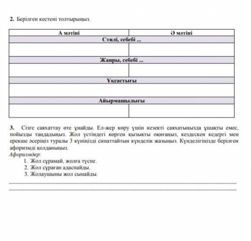 СОР по казахскому 9 класс 1 четверть​ А мәтіні Жасың бар, жігіт-желең, шалдарың бар. Ертең біз жол ж