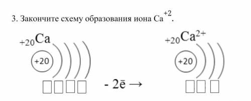 Закончите схему образования иона Са*2+20Са+20Са2+О)+20+20- 2 -​