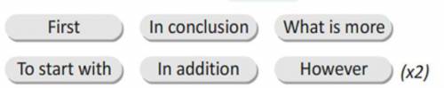 2) Secondly - 3) Finally – 4) On the other hand – 5) To start with – 6) To sum up – 7) Although –