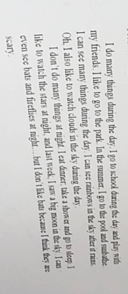 нужно 1. The girl can see rainbows in the sky durning the day. 2: The girl likes to watch the stars