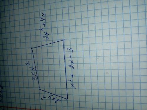 Найти периметр фигуры. ответ в виде многочлена стандартного вида, указать степеь. Стороны фигуры. 2x