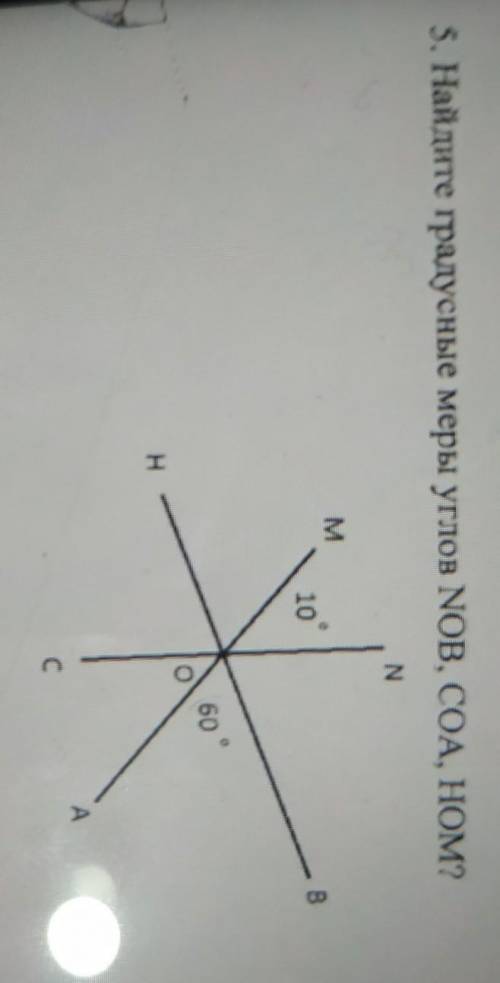 5. Найдите градусные меры углов NOB, CОА, НОМ?N103кбо​