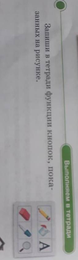 Выполнием в Тетради Запиши в тетради функции кнопок, покапоказанных на рисунке