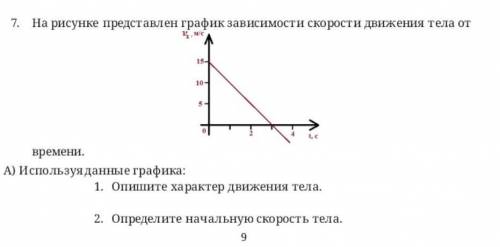 Используя данные графика: 1) Определите характер движения тела 2) Определите начальную скорость тела