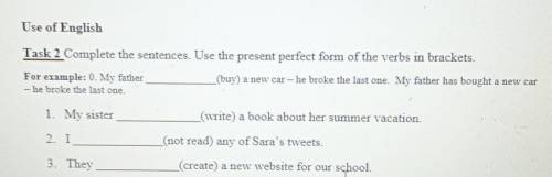 1. My sister... (write) a book about her summer vacation.2. I(not read) any of Sara's tweets.3. They