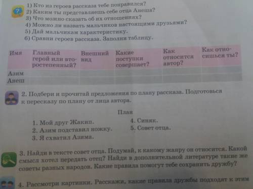 чтение 2 класс.Азим и Анеш 1)главный герой или второстепенный Только бысро