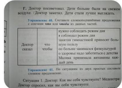 Упражнения 40. Составьте сложноподчинёные предложения с союзами что или чтобы из данных частей ребя​