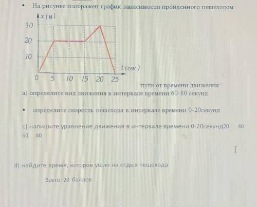 На рисунке изображен график зависимости пройденного пешеходом пути от времени движения а) определите