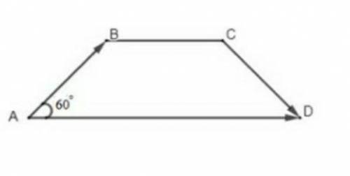 На рисунке дана равнобедренная трапеция ABCD и ∠D = 60°. Найди угол между векторами CD и AD​