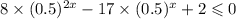 8 \times (0.5) ^{2x} - 17 \times (0.5) ^{x} + 2 \leqslant 0