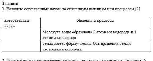 Назовите естественные науки по описанным явлениям или процессам.[2]Естественные науки Явления и проц