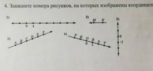 Запишите номера рисунков на которых изображены координаты ​