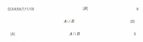 Даны множества: А={2;4;6} и В={2;3;5;7;11;13}. Укажите элементы следующих множеств. Каждому множеств