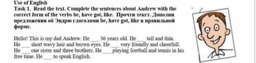 Read the text. Complete the sentences about Andrew With the correct form of the verbs be heve got li