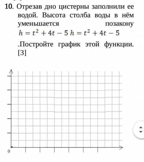 10. Отрезав дно цистерны заполнили ее водой. Высота столба воды в нём уменьшается Позакону h= t2 + 4