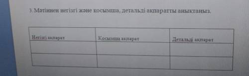 Мәтіннен негізгі, қосымша және детальді ақпаратты анықтаңыз. 2 сөйлемнен.