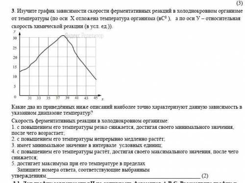 Изучите график зависимости скорости ферментативных реакций в холоднокровном организме от температуры