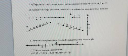 2. а) Перечислите все целые числа, расположенные между числами -6.6и-1.2. б) запишите номера рисунко