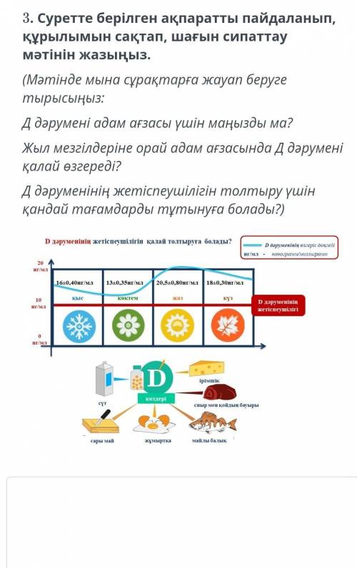 Суретте берілген ақпаратты пайдаланып,құрылымын сақтап,шағын сипаттау мәтінін жазыңыз.​