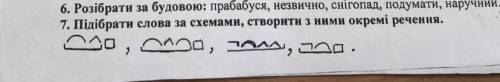 Будь ласка ть з завданням! 7 Завдання!Потрібно підібрати слова за схемами і створити з ними окремі р