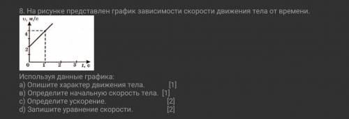 На рисунке представлен график записимости скорости тела от премени. Используя данные графика:a) Опиш