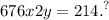 676x2 {y = 214.}^{?} \\