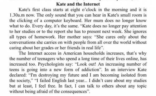True / false 4. Kate doesn't pay attention to her studies.5. Kate's first class starts at seven o'cl